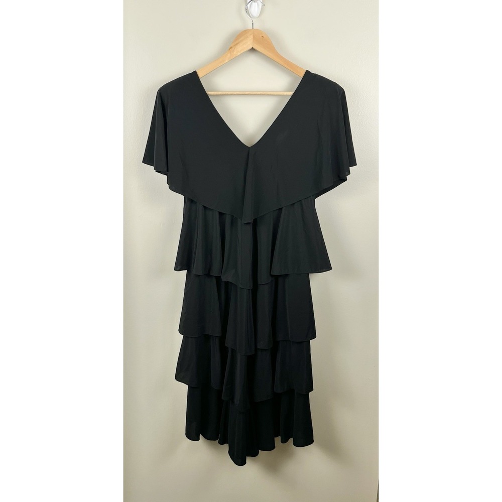 Ann Hobbs for Cattiva Black Layered Evening Dress Fairygoth 10 Vintage 90's - Picture 5 of 8